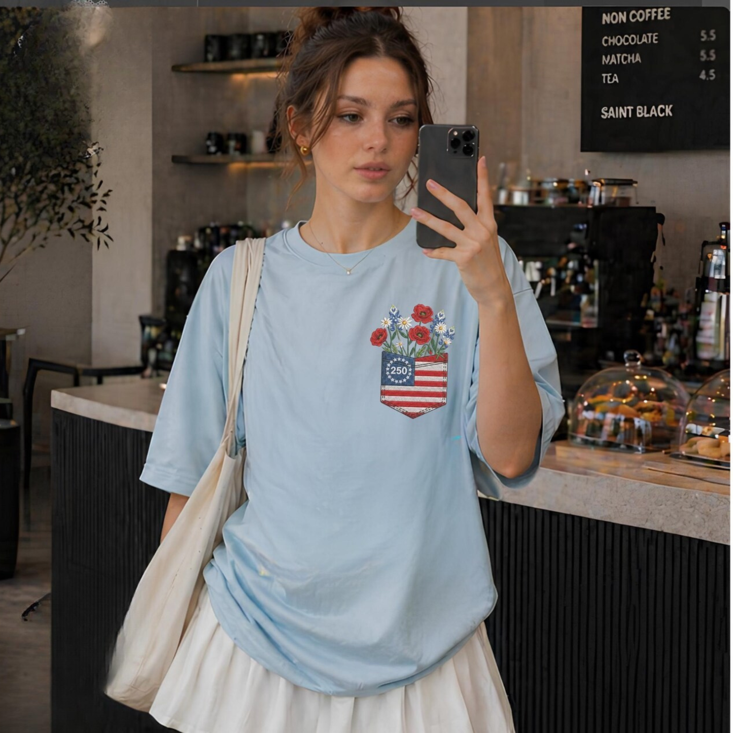 Floral American Flag T-Shirt