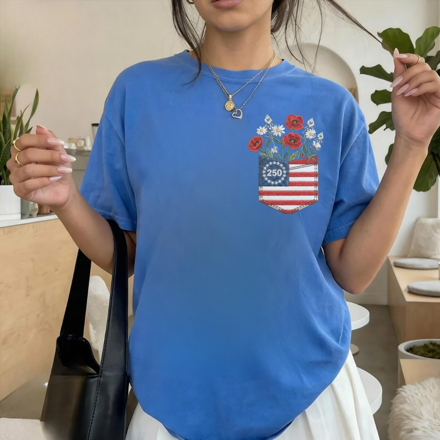 Floral American Flag T-Shirt
