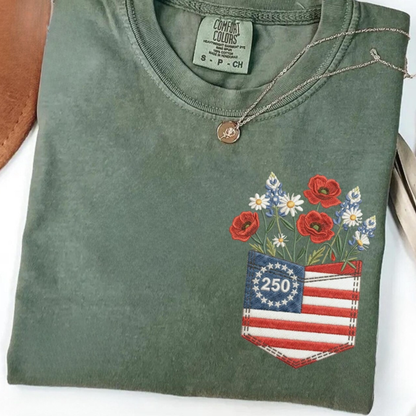 Floral American Flag T-Shirt