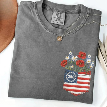 Floral American Flag T-Shirt