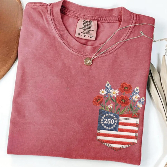 Floral American Flag T-Shirt