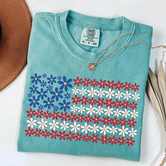 Floral American Flag Shirt