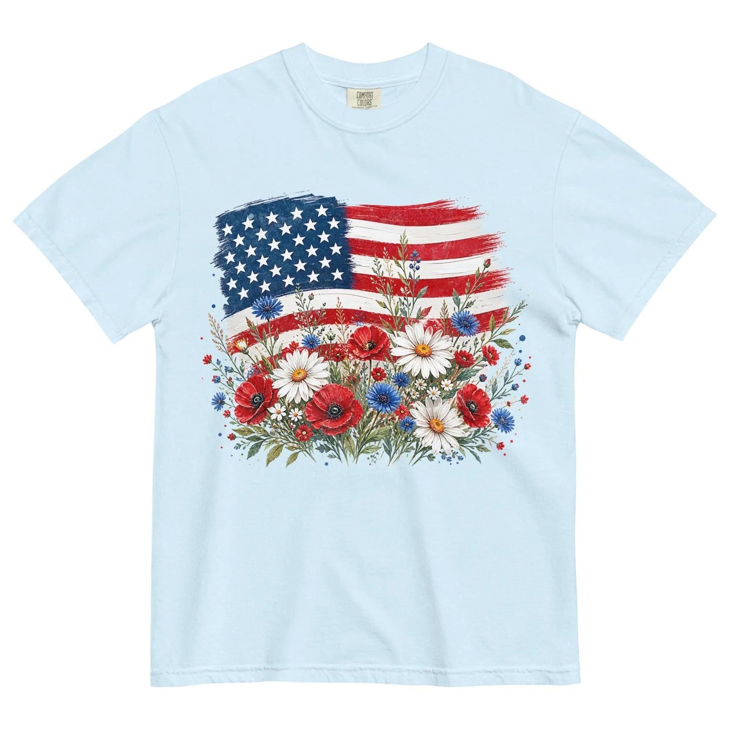 American Flag Shirt Patriotic Floral Shirt