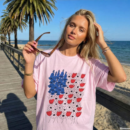 Fourth of July Daisy Tulip T-Shirt
