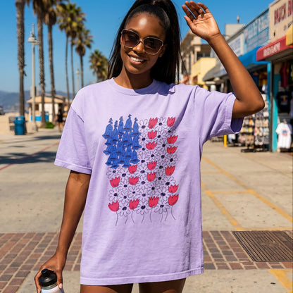 Fourth of July Daisy Tulip T-Shirt