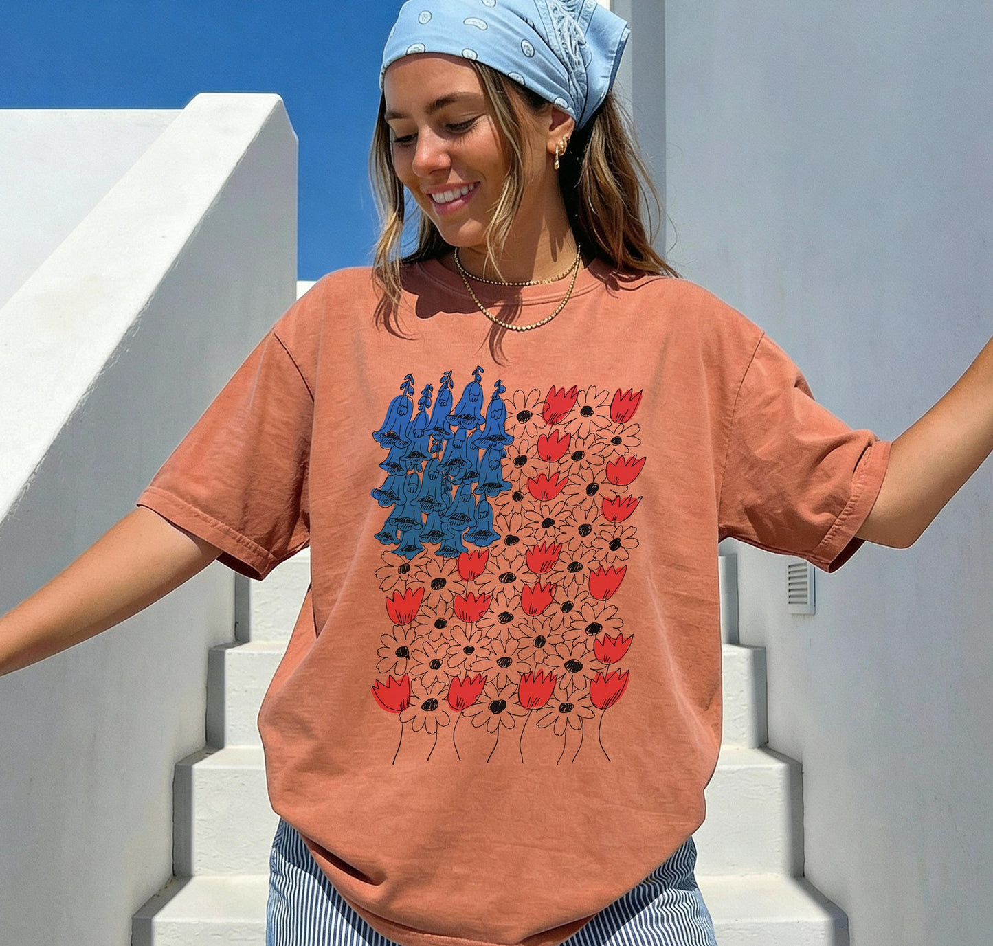Fourth of July Daisy Tulip T-Shirt