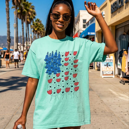 Fourth of July Daisy Tulip T-Shirt