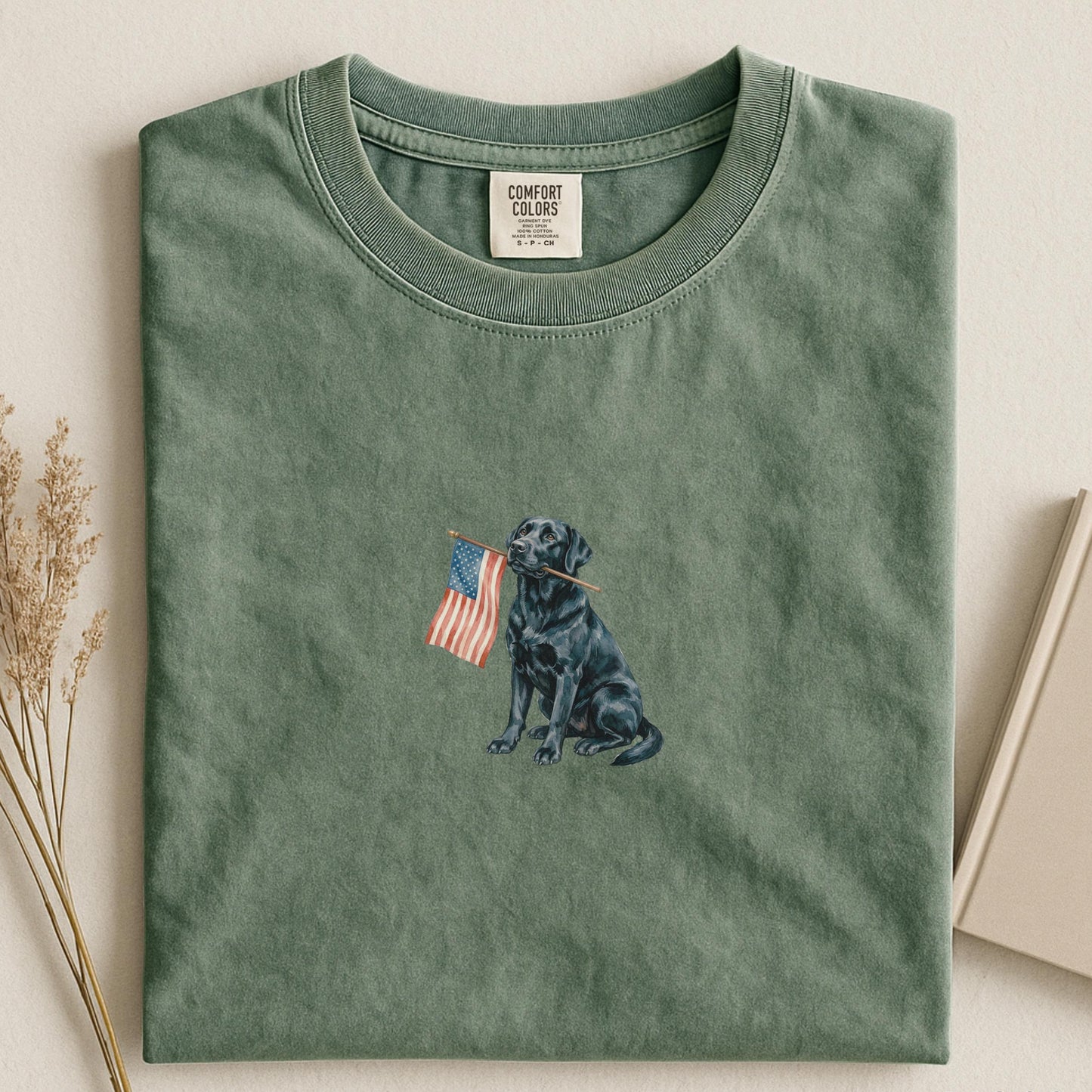 Black Labrador American Flag Shirt