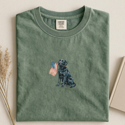 Black Labrador American Flag Shirt