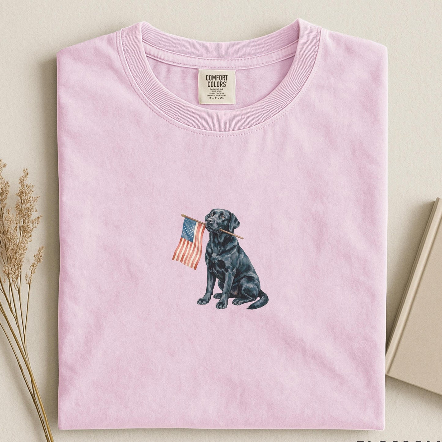 Black Labrador American Flag Shirt