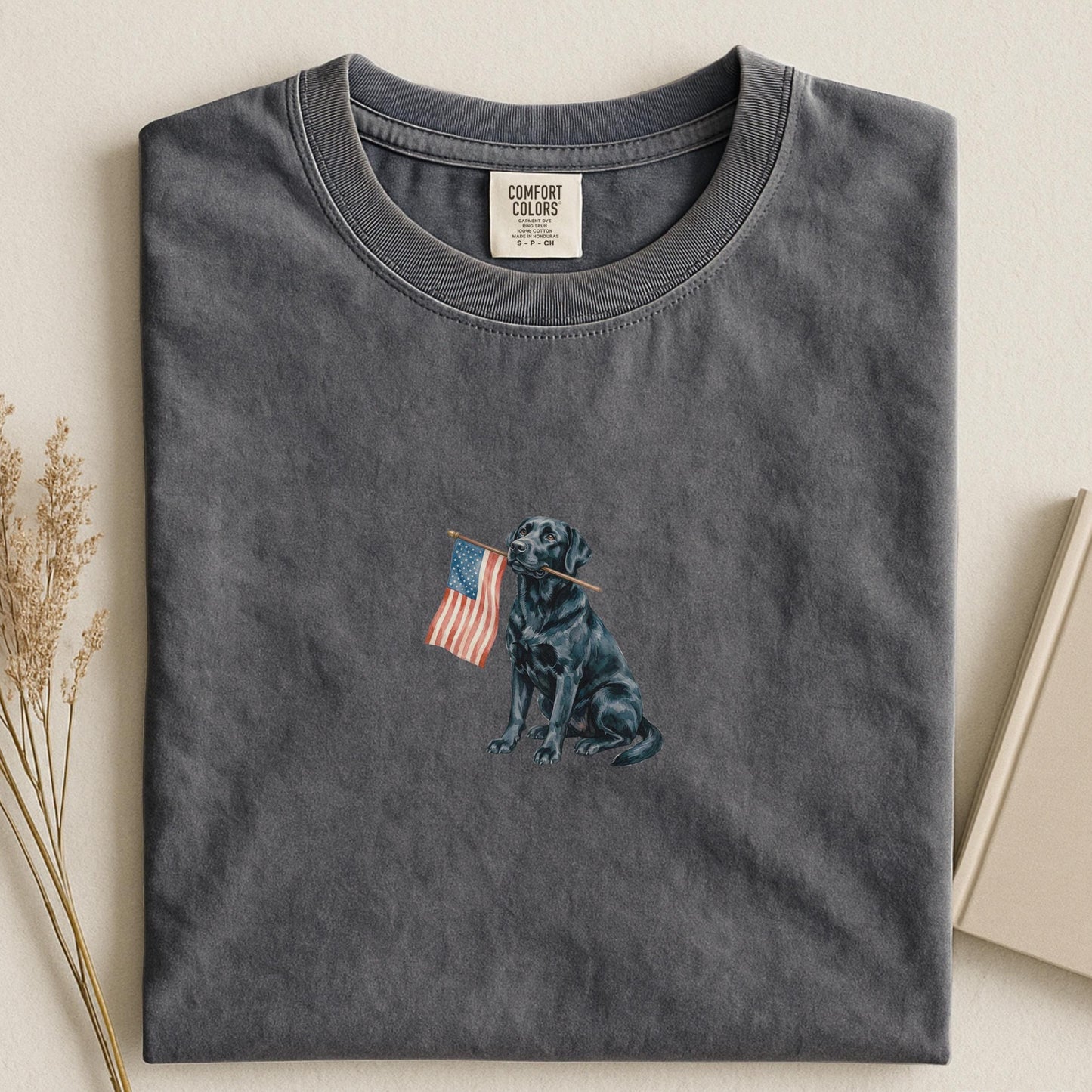 Black Labrador American Flag Shirt
