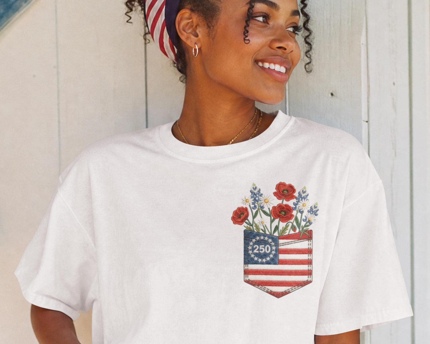 Floral American Flag T-Shirt