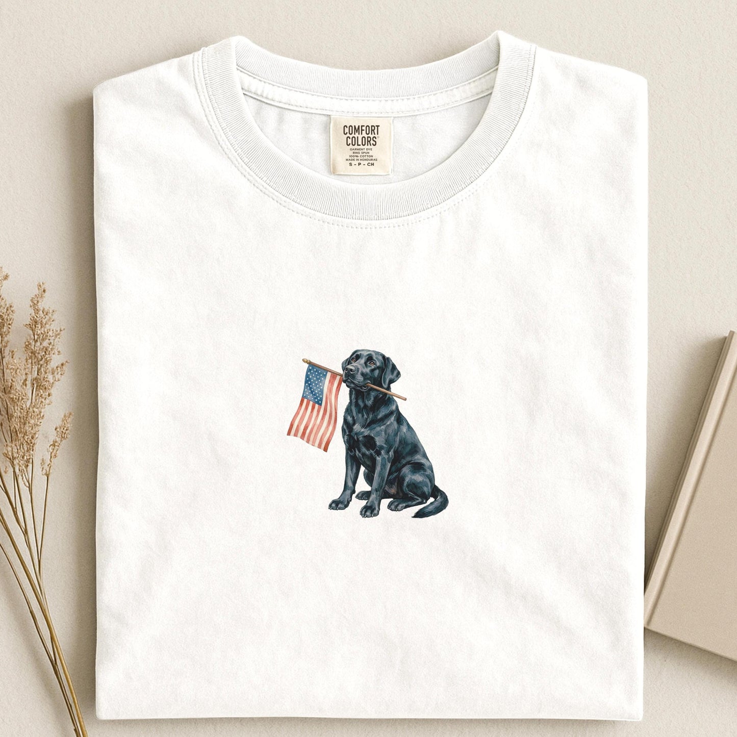 Black Labrador American Flag Shirt