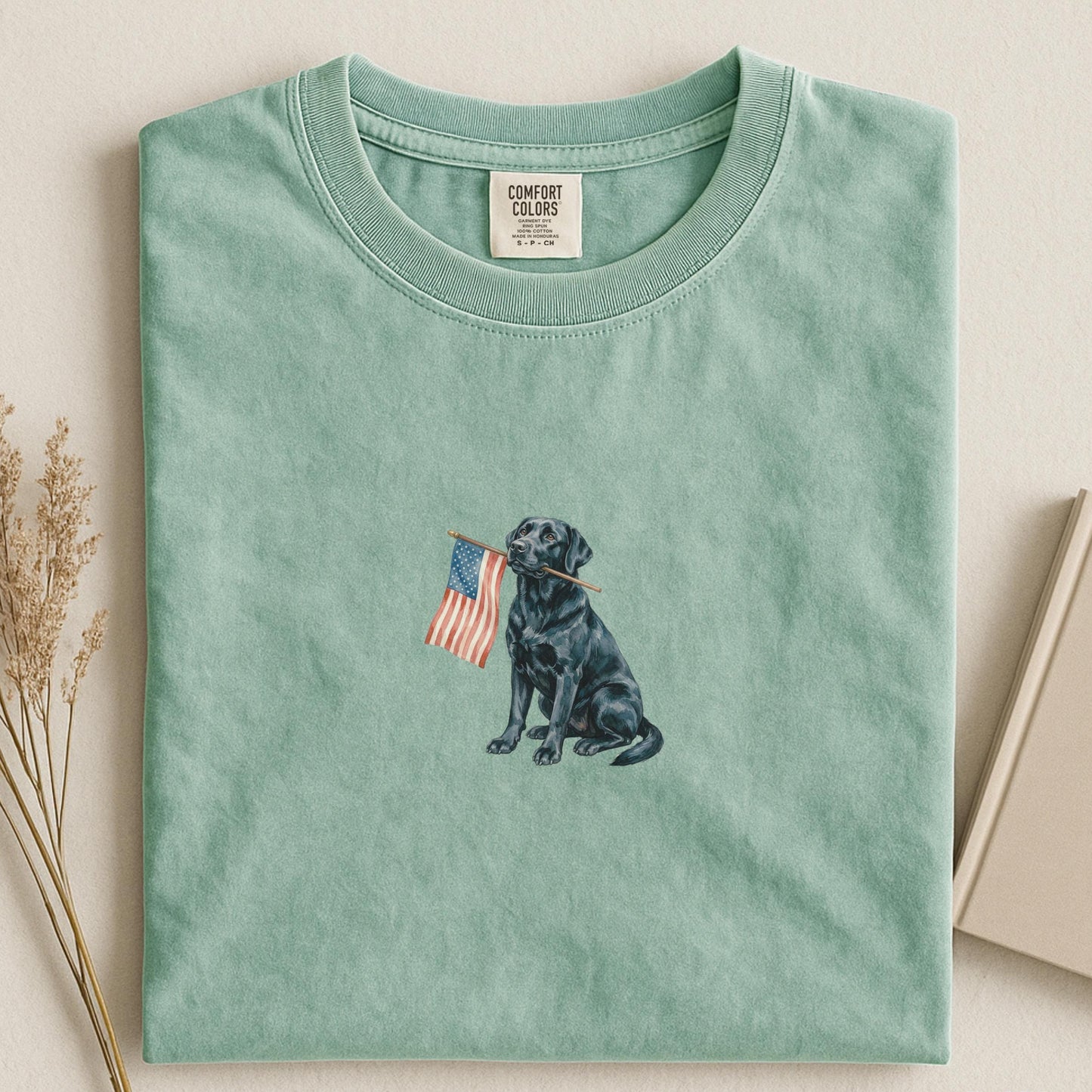 Black Labrador American Flag Shirt