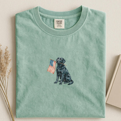 Black Labrador American Flag Shirt
