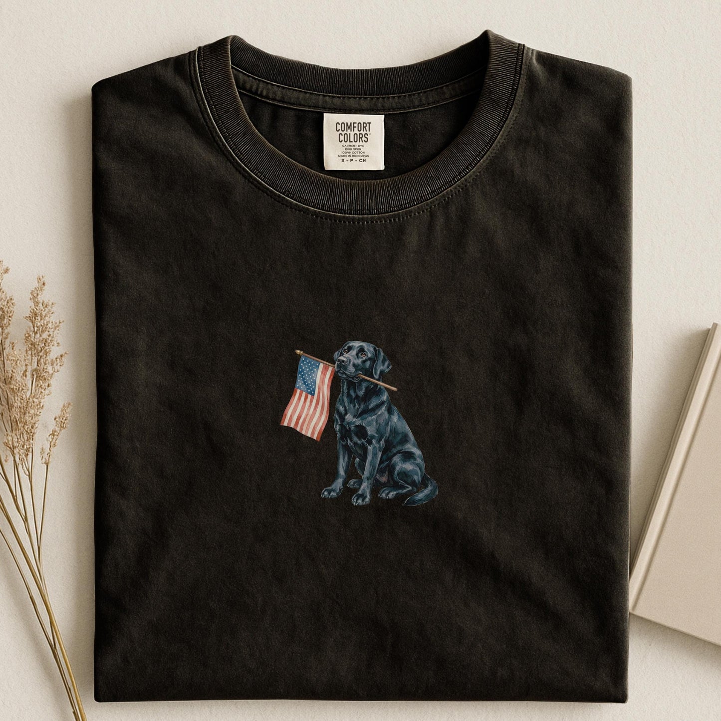 Black Labrador American Flag Shirt